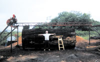 Portable sawmill endstand set-up